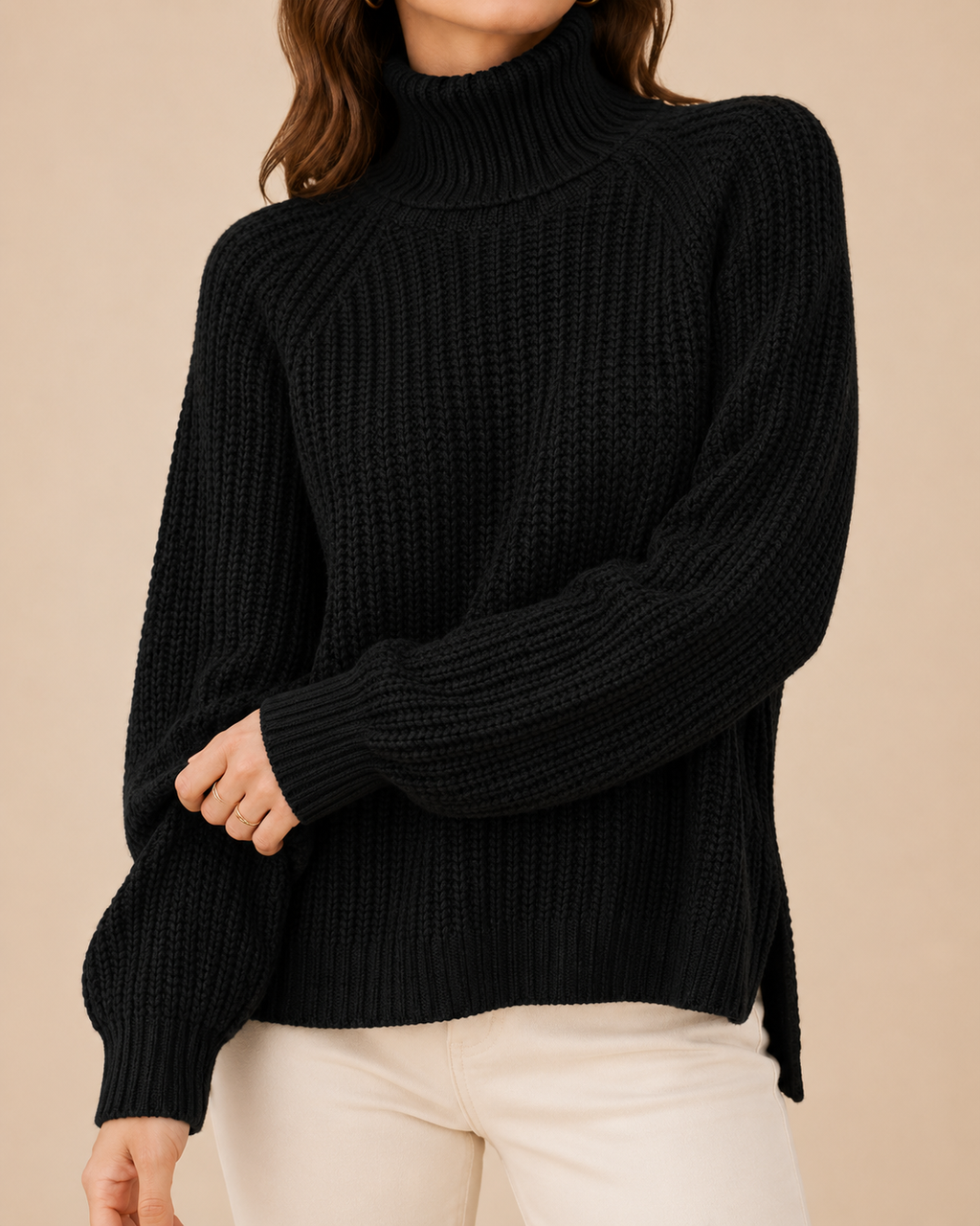 Xanthe | Women's Cozy Turtle Neck Sweater with Textured Knit