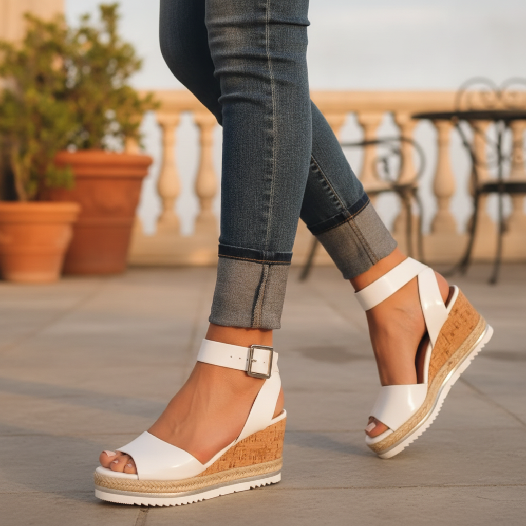 Ada | Women's Comfort Wedge Sandals with Ankle Strap