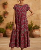 Amara | Women's Floral Maxi Dress with Short Sleeves