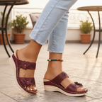Freya | Women's Floral Wedge Slide Sandals