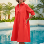 Elara | Women's Classic Midi Shirt Dress