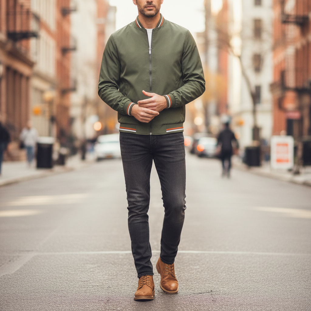 Jensen | Men's Classic Bomber Jacket with Contrast Trim