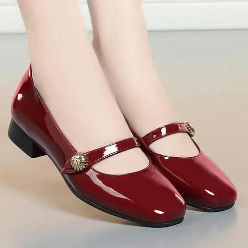 Aisling - Women's Classic Patent Mary Janes with Strap Detail