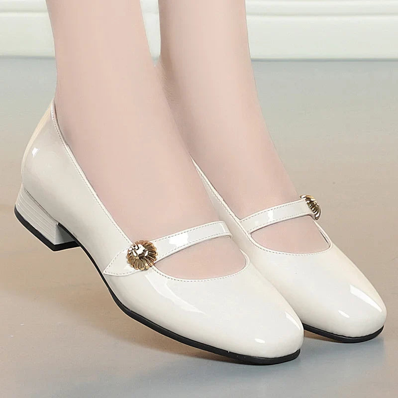 Aisling - Women's Classic Patent Mary Janes with Strap Detail