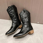 Amelie - Women's Chic Cowboy Boots with Side Zip
