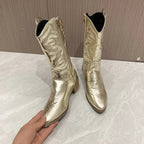 Amelie - Women's Chic Cowboy Boots with Side Zip