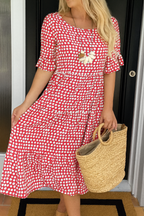 Anya | Women's Polka Dot Midi Dress with Short Sleeves