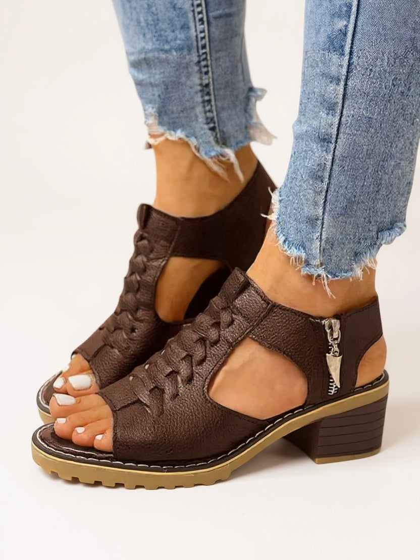 Arden | Women's Stylish Heeled Sandals with Side Zip