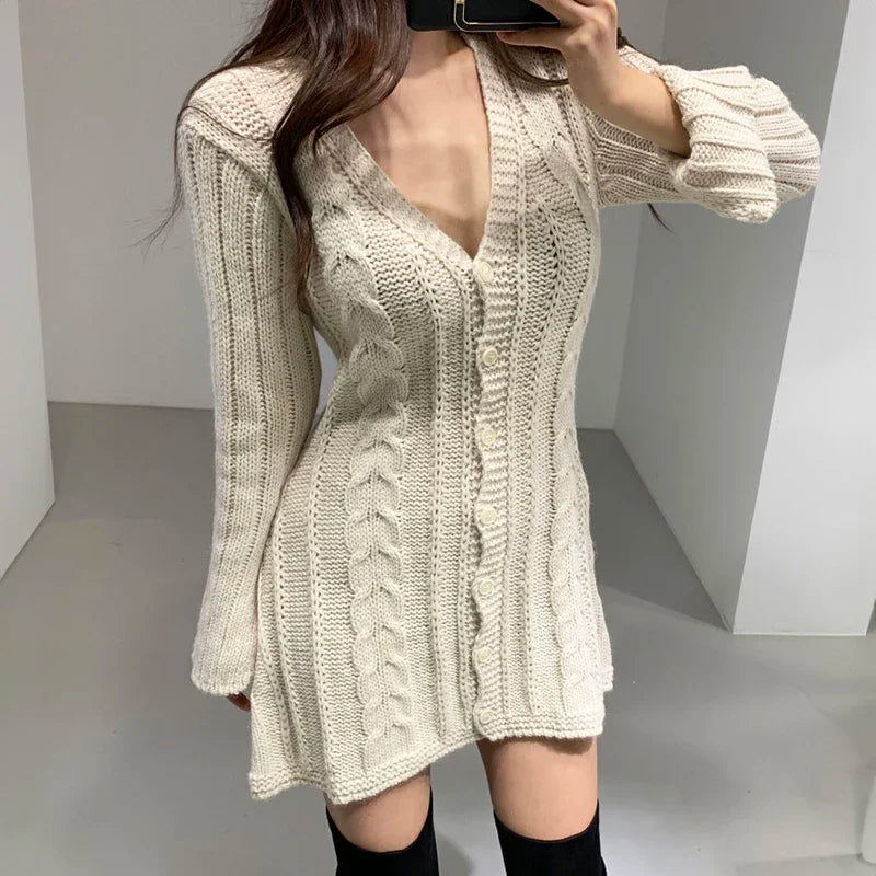Aria | Women's Cozy Cable Knit Sweater Dress