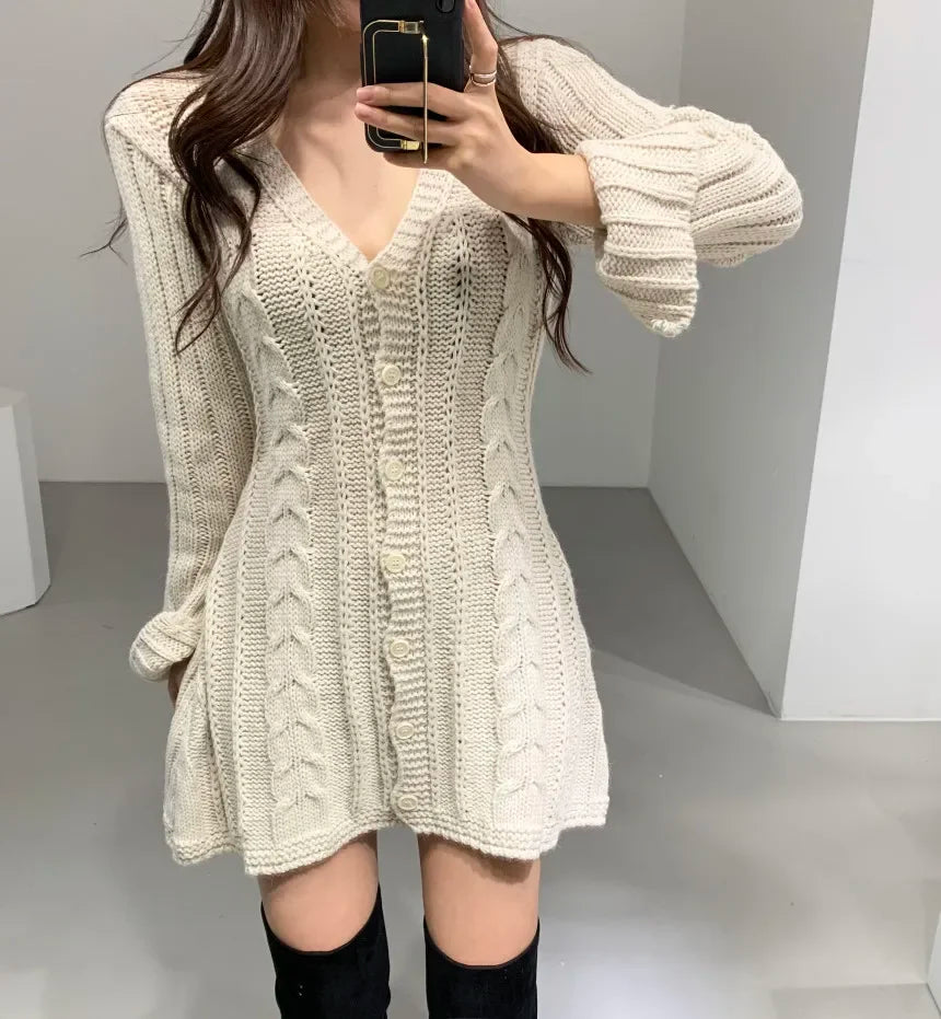 Aria | Women's Cozy Cable Knit Sweater Dress