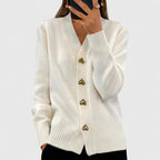 Aria | Women's Cozy Cardigan with Heart Buttons