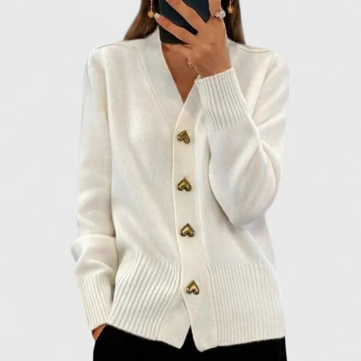 Aria | Women's Cozy Cardigan with Heart Buttons