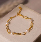 Aria - Women's Elegant Faux Pearl Link Bracelet