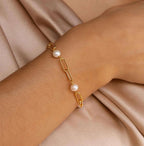 Aria - Women's Elegant Faux Pearl Link Bracelet
