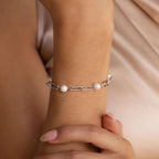 Aria - Women's Elegant Faux Pearl Link Bracelet