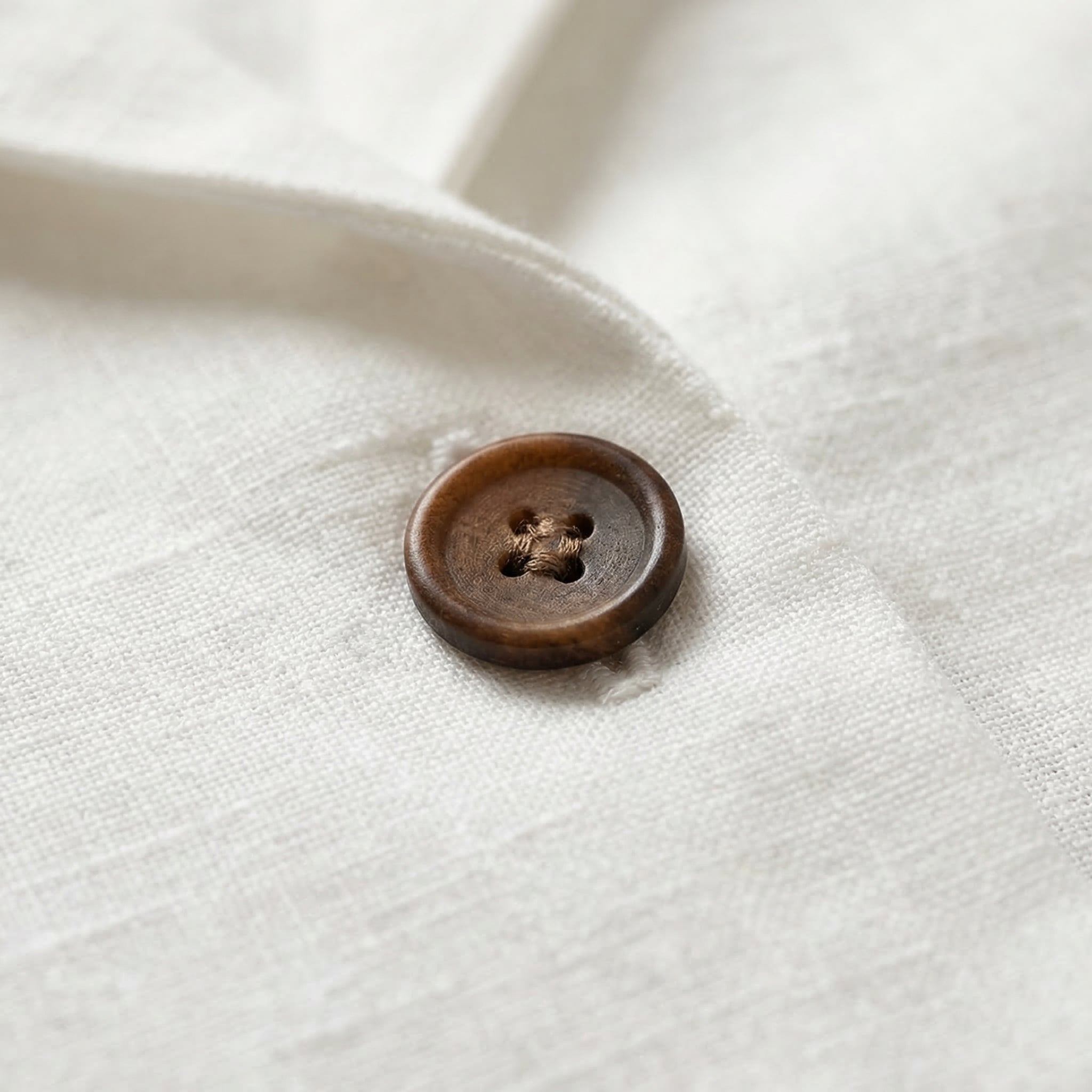 Aria | Women's Linen Blouse with Brown Button Detail