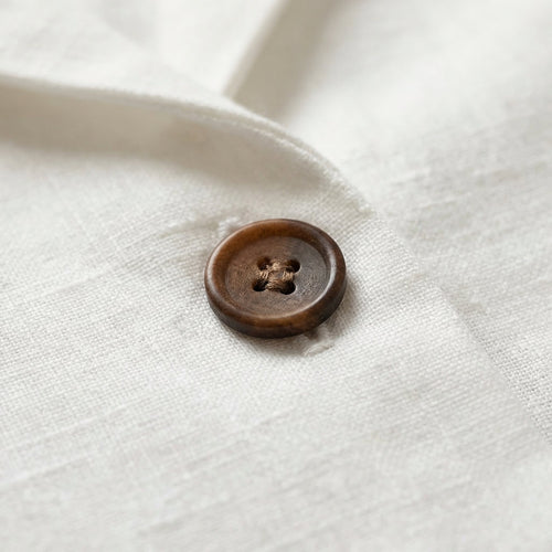 Aria | Women's Linen Blouse with Brown Button Detail