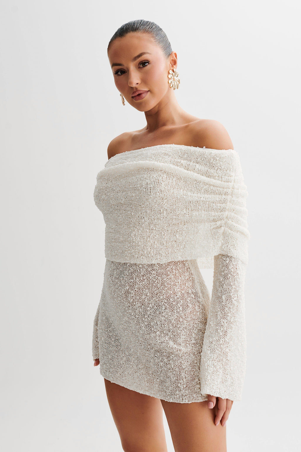 Aria | Women's Off-Shoulder Sheer Mini Dress