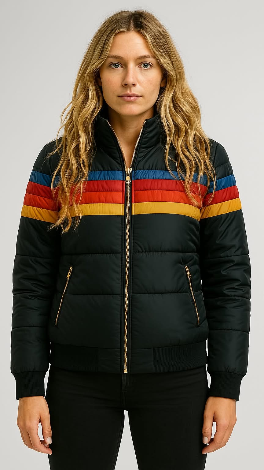 Arwen - Women's Retro Colorblock Puffer Jacket