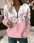 Aurora | Women's Floral Quarter Zip Sweatshirt