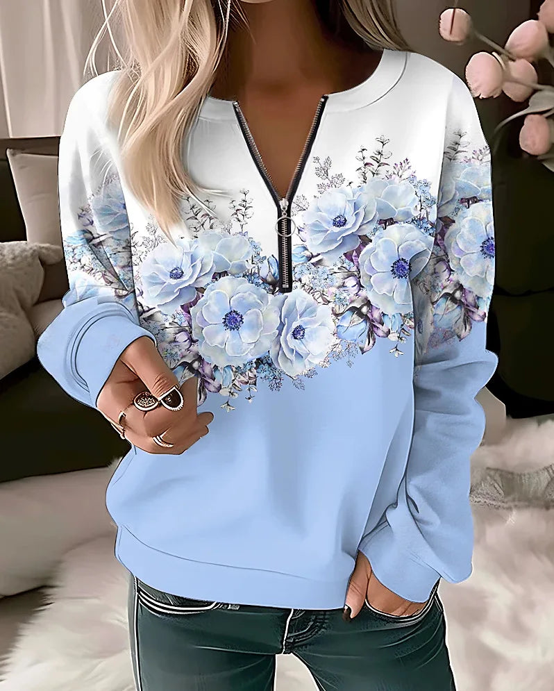 Aurora | Women's Floral Quarter Zip Sweatshirt