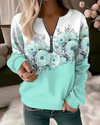 Aurora | Women's Floral Quarter Zip Sweatshirt