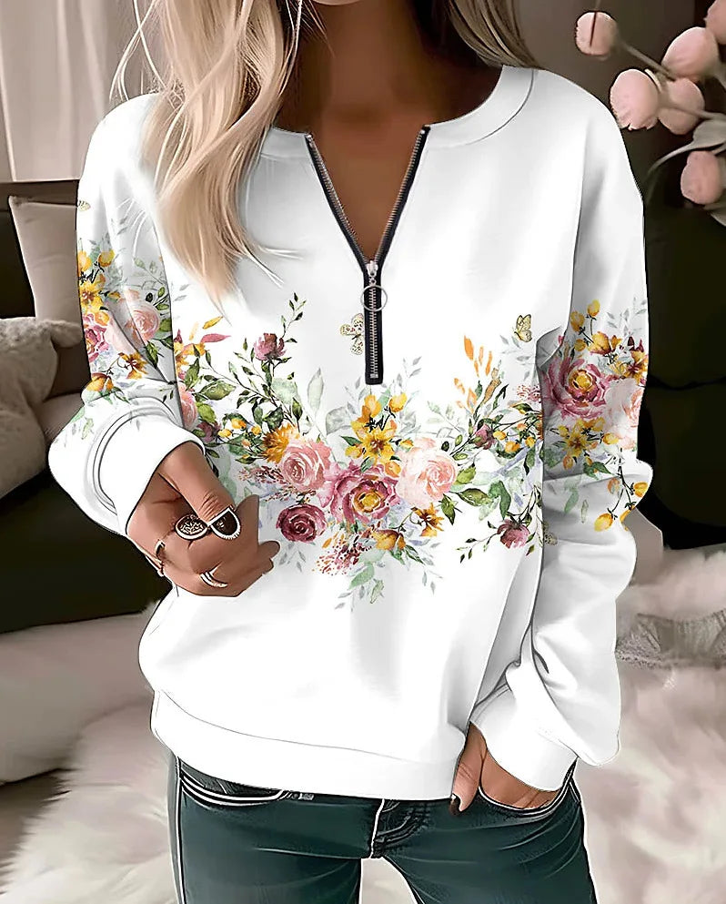 Aurora | Women's Floral Quarter Zip Sweatshirt