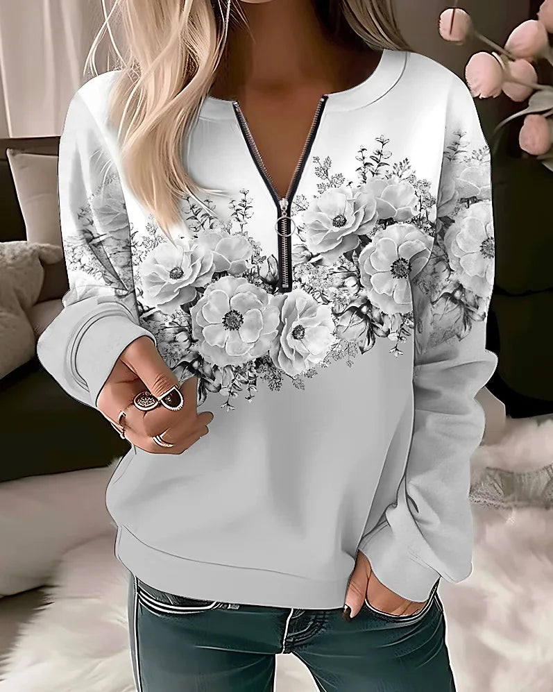 Aurora | Women's Floral Quarter Zip Sweatshirt