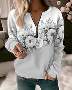 Aurora | Women's Floral Quarter Zip Sweatshirt