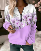 Aurora | Women's Floral Quarter Zip Sweatshirt