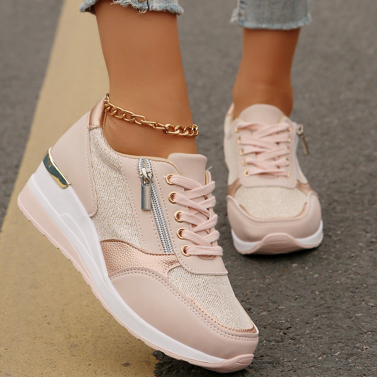 Aveline | Women's Chic Platform Sneakers with Side Zip