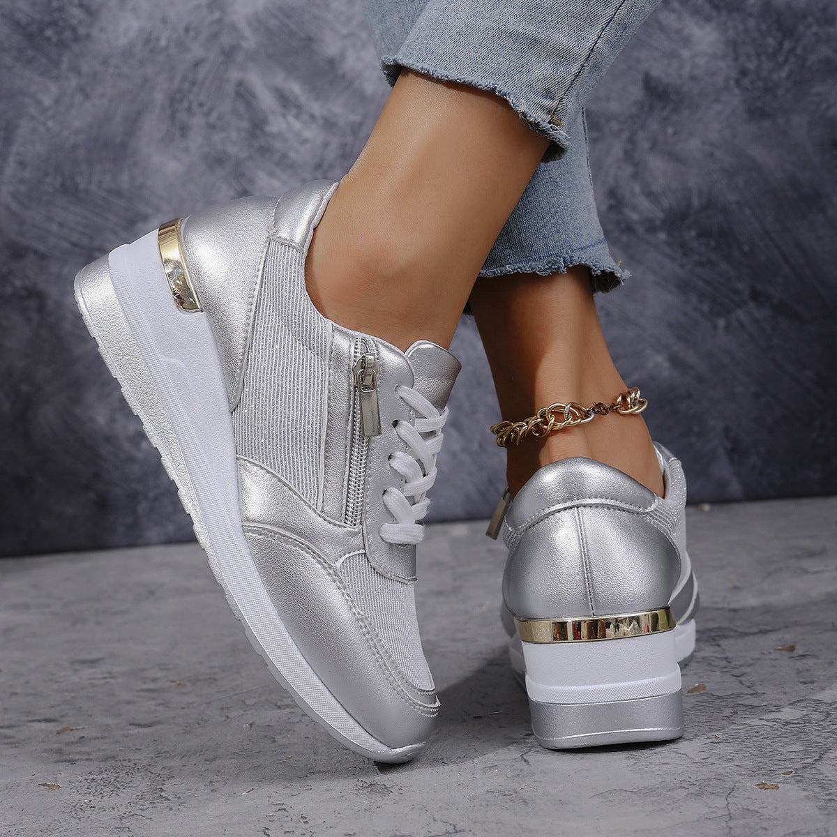 Aveline | Women's Chic Platform Sneakers with Side Zip
