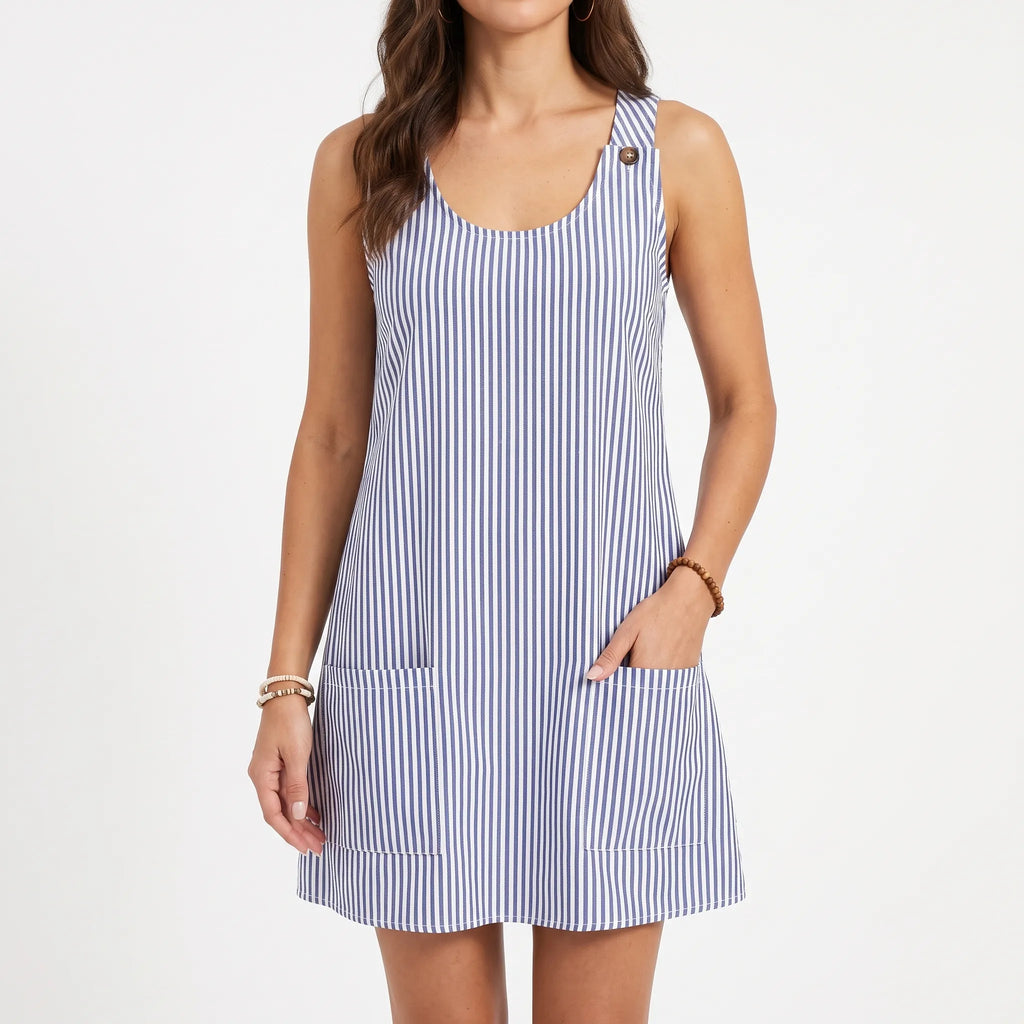 Avelis - Casual Sleeveless Striped Summer Dress