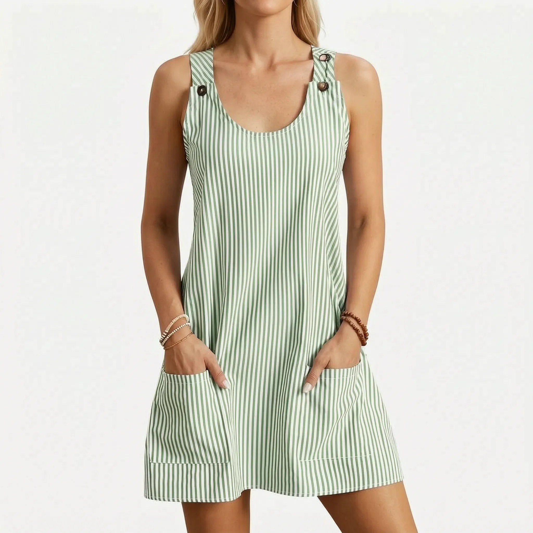 Avelis - Casual Sleeveless Striped Summer Dress