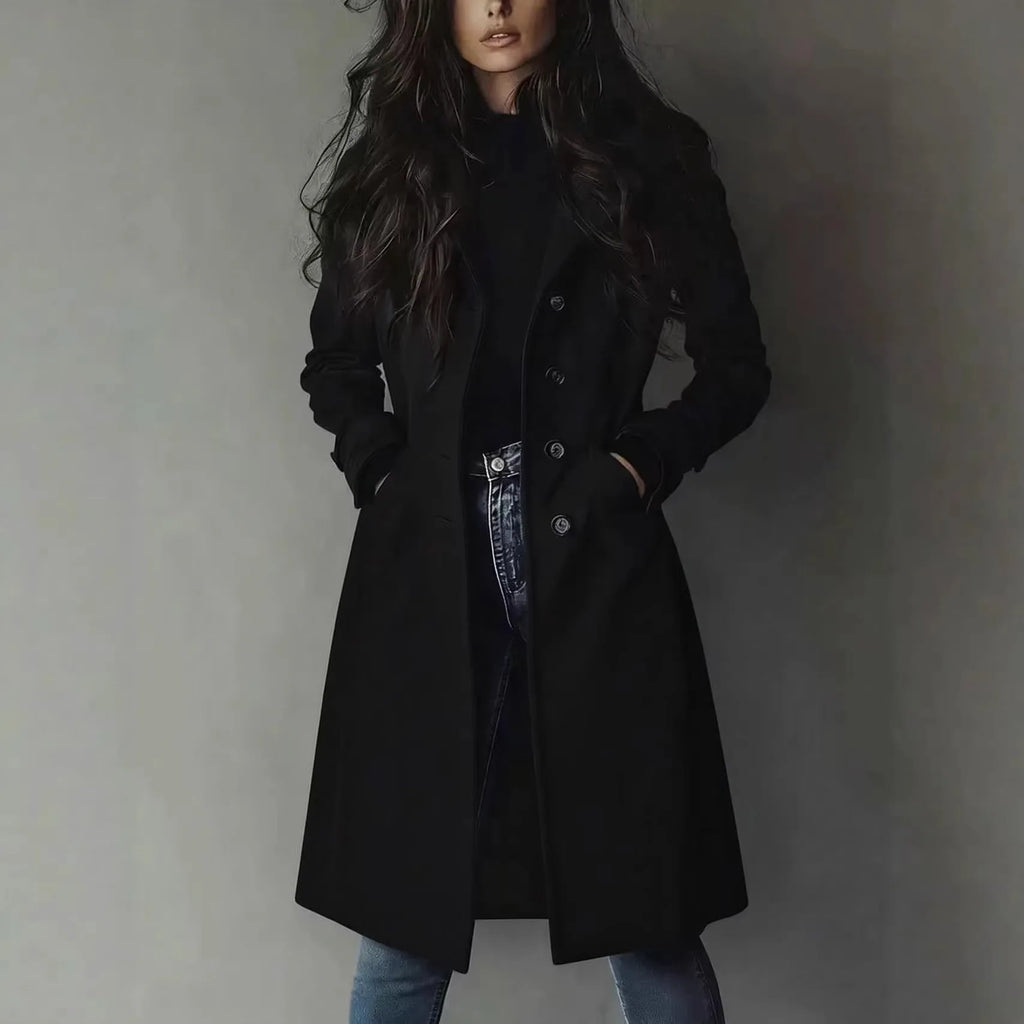 Azalea - Women's Elegant Double-Breasted Trench Coat