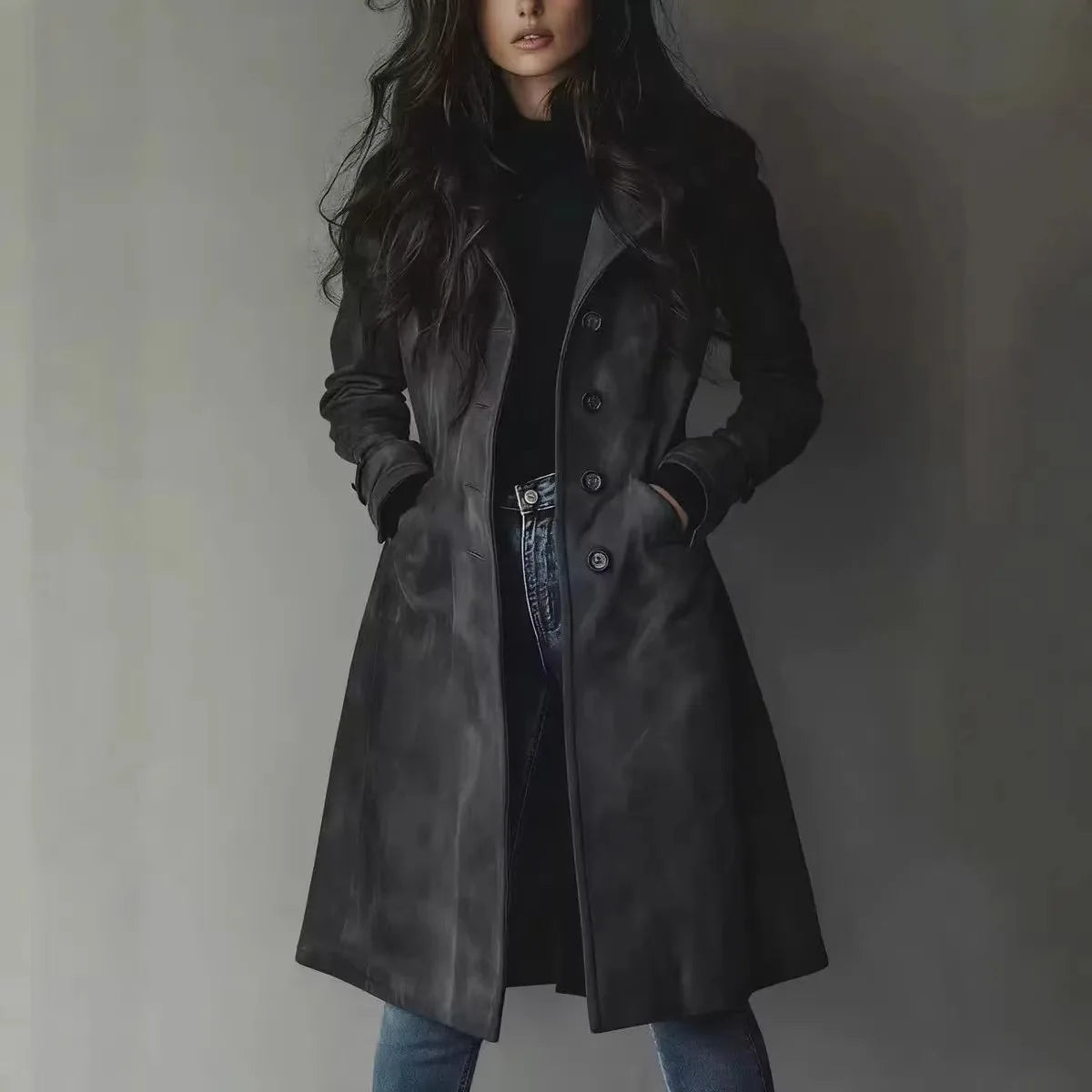 Azalea - Women's Elegant Double-Breasted Trench Coat