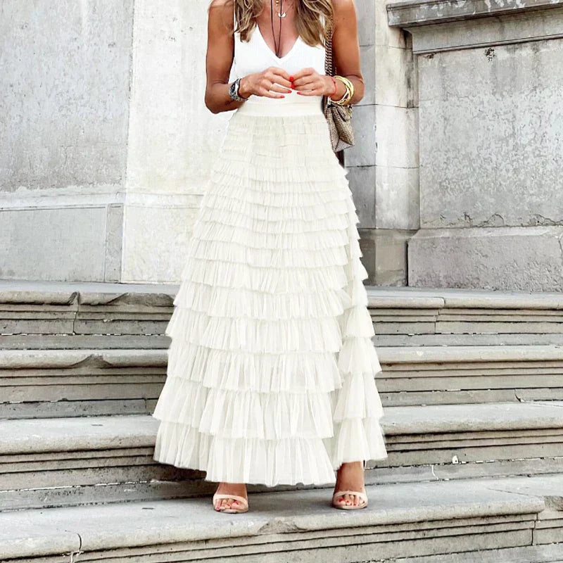 Azura | Women's Elegant Layered Tulle Maxi Skirt