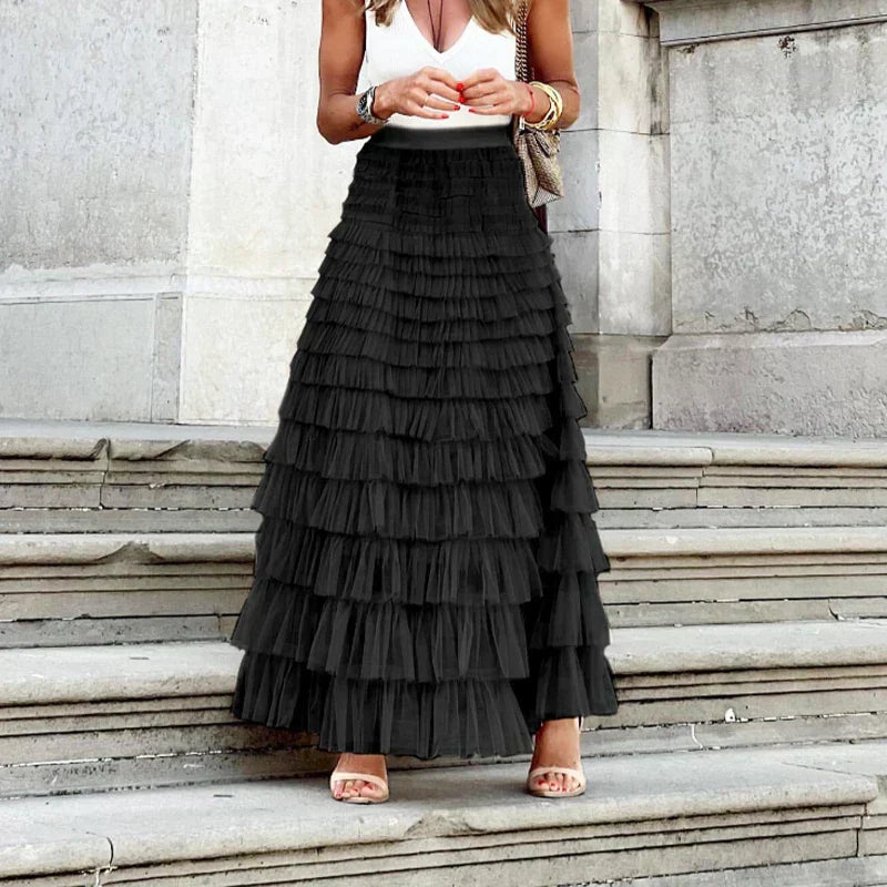 Azura | Women's Elegant Layered Tulle Maxi Skirt