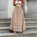 Azura | Women's Elegant Layered Tulle Maxi Skirt