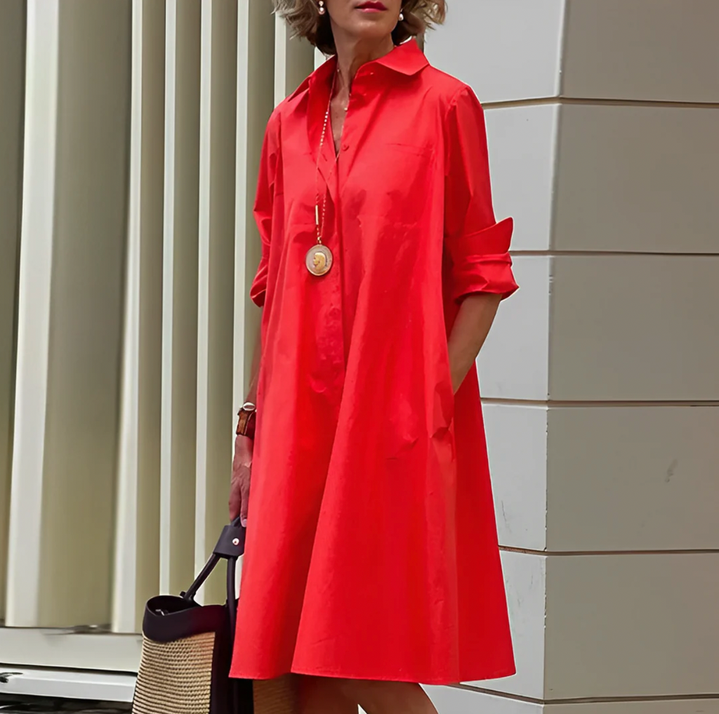 Elara | Women's Classic Midi Shirt Dress