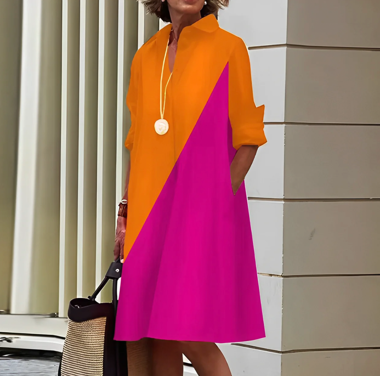 Elara | Women's Classic Midi Shirt Dress