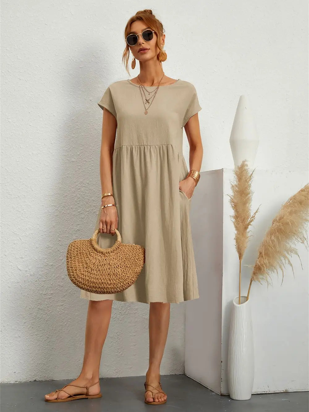 Thea | Women's Casual Midi Dress with Pockets