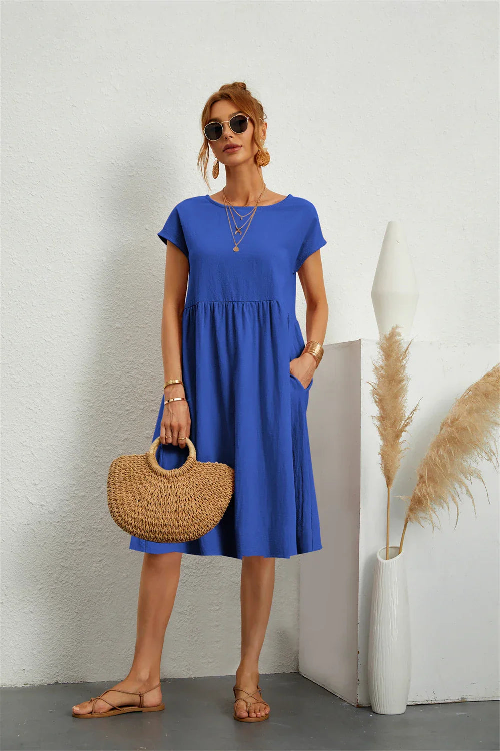 Thea | Women's Casual Midi Dress with Pockets