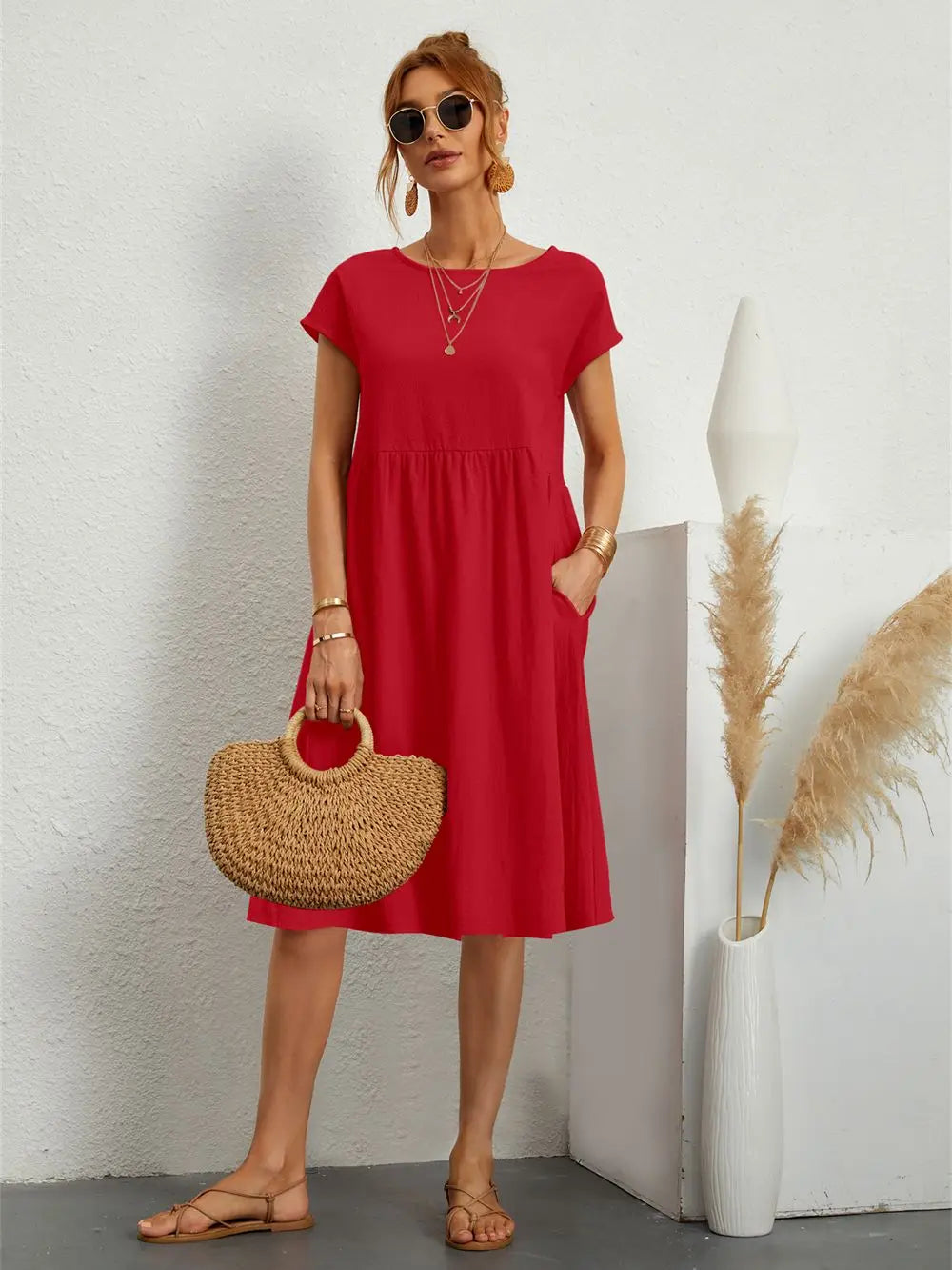 Thea | Women's Casual Midi Dress with Pockets