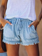 Brenna | Women's Casual Denim Drawstring Shorts