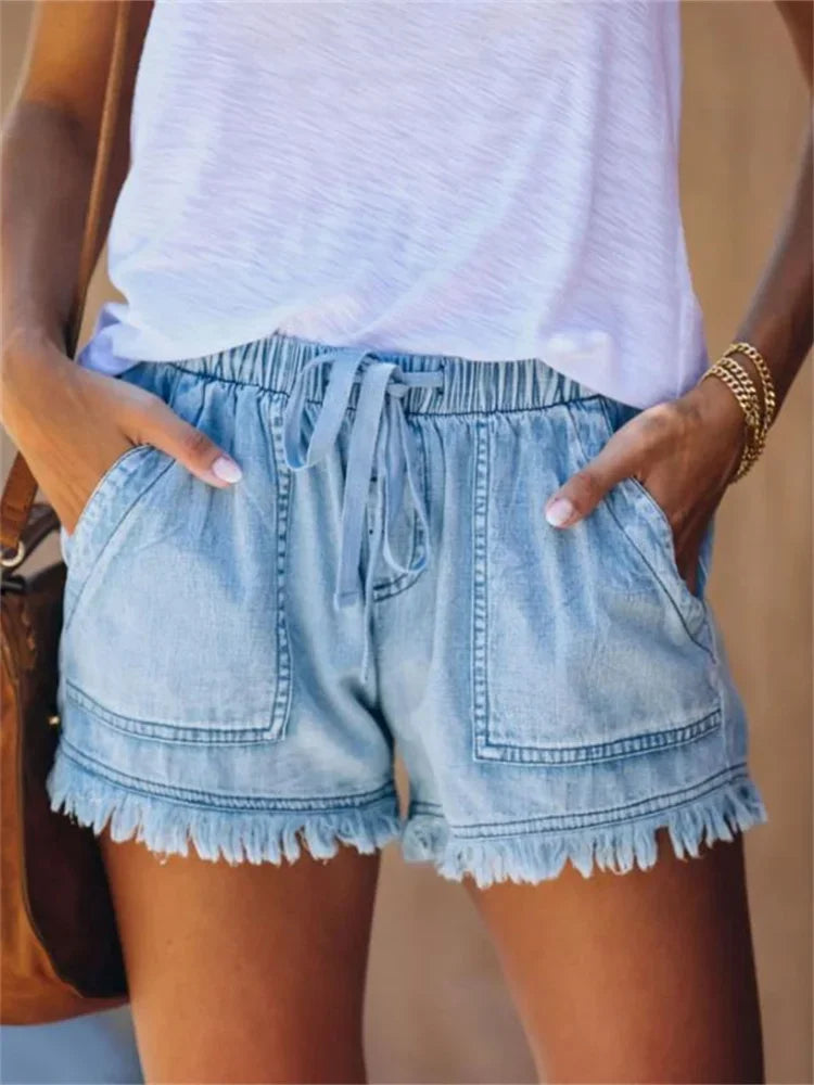 Brenna | Women's Casual Denim Drawstring Shorts