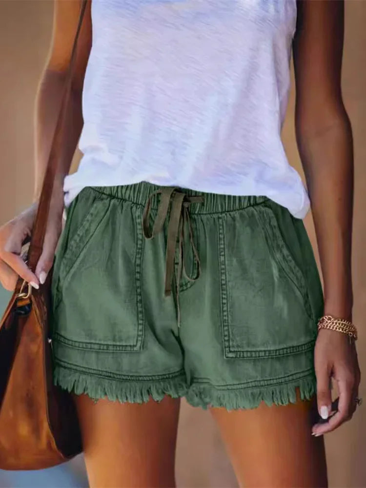 Brenna | Women's Casual Denim Drawstring Shorts