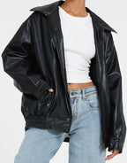 Briar - Women's Faux Leather Bomber Jacket