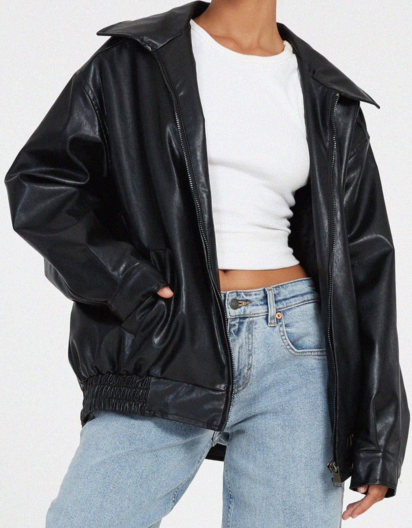 Briar - Women's Faux Leather Bomber Jacket