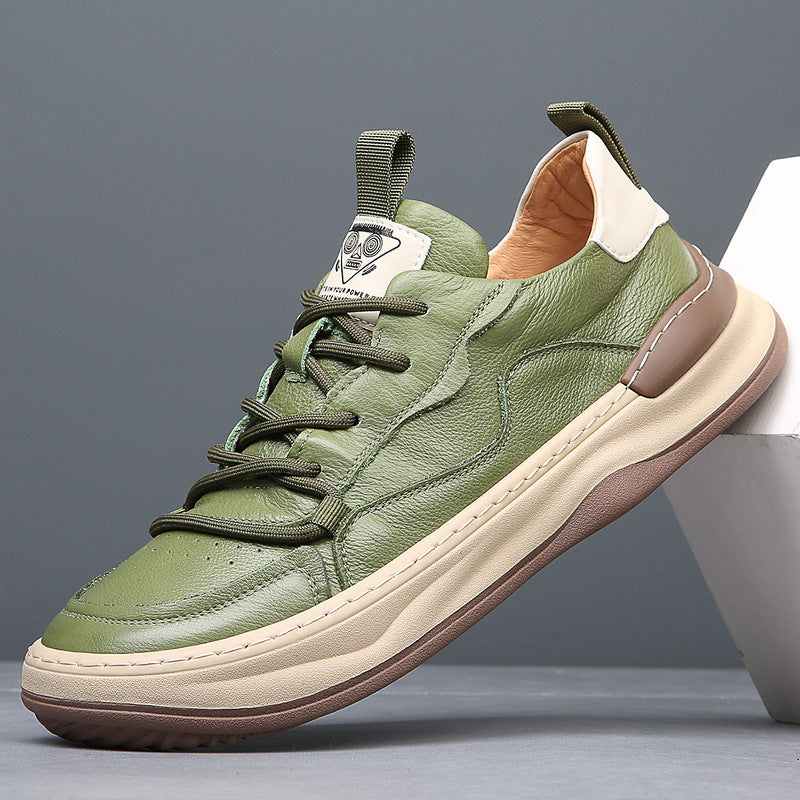 Cade - Men's Casual Green Sneakers with Contrast Sole